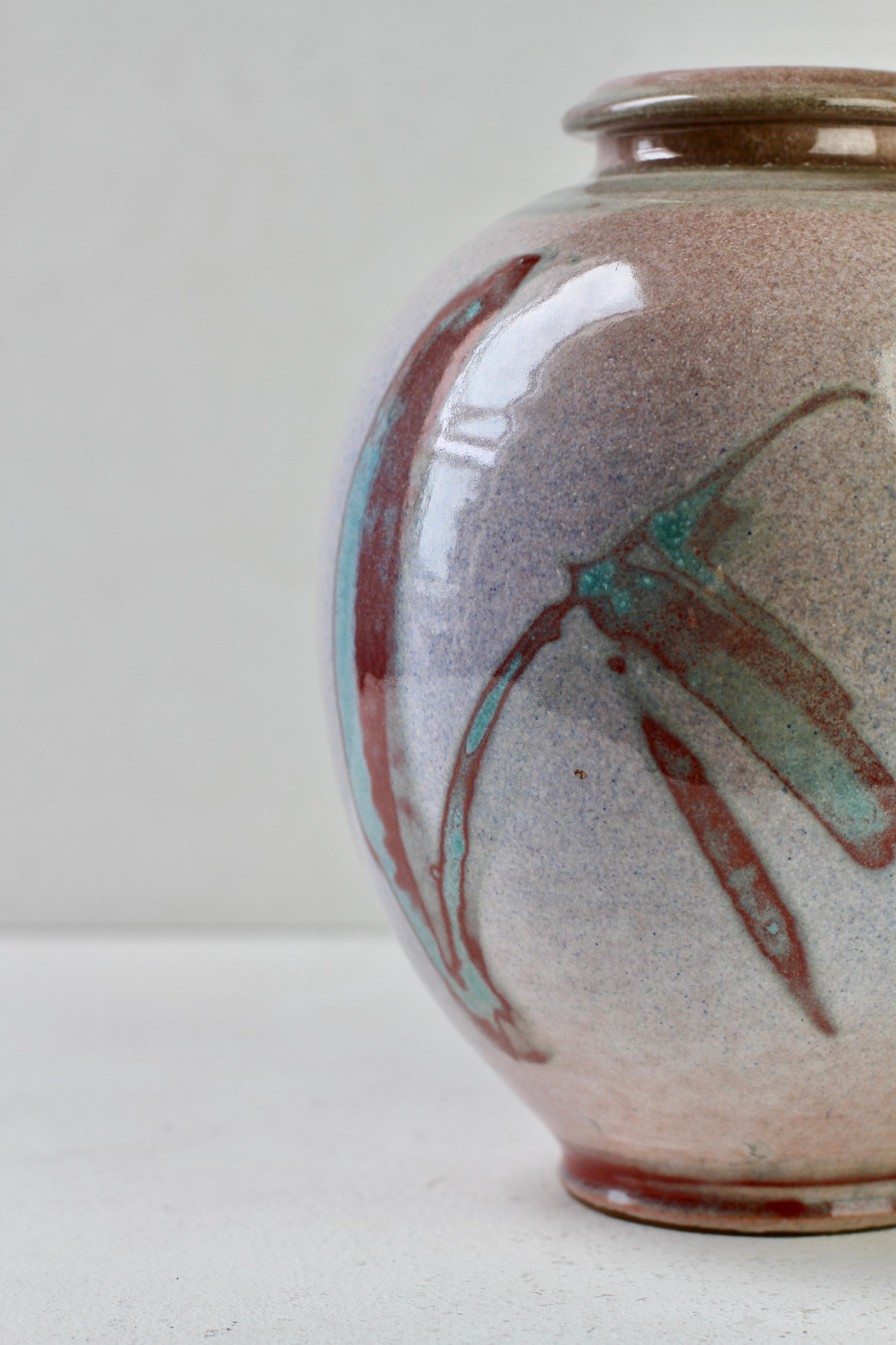 Jarrón esmaltado azul grisáceo de Studio Pottery alemán de Georg Döppmann, 1981 en venta 7