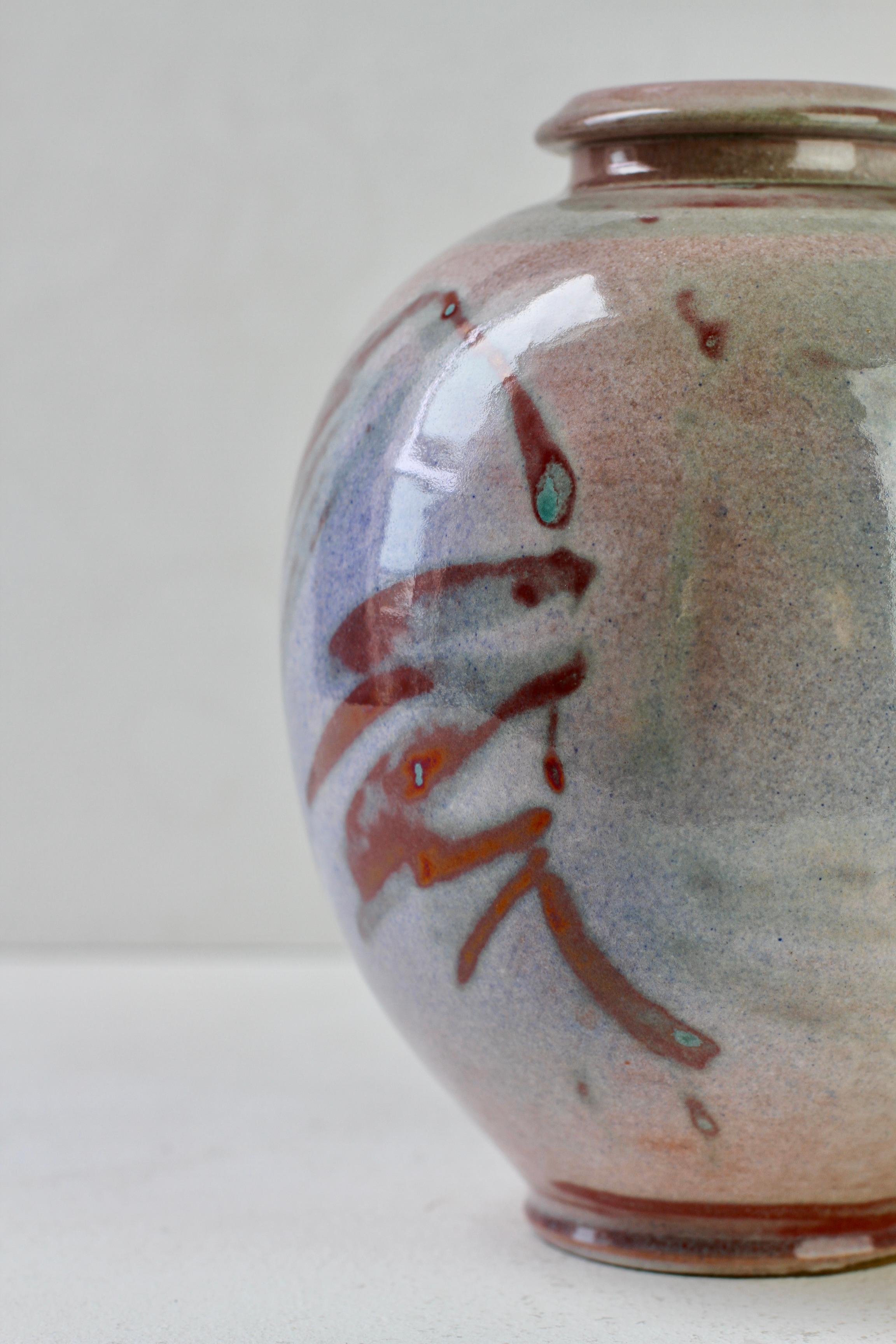 Jarrón esmaltado azul grisáceo de Studio Pottery alemán de Georg Döppmann, 1981 en venta 8