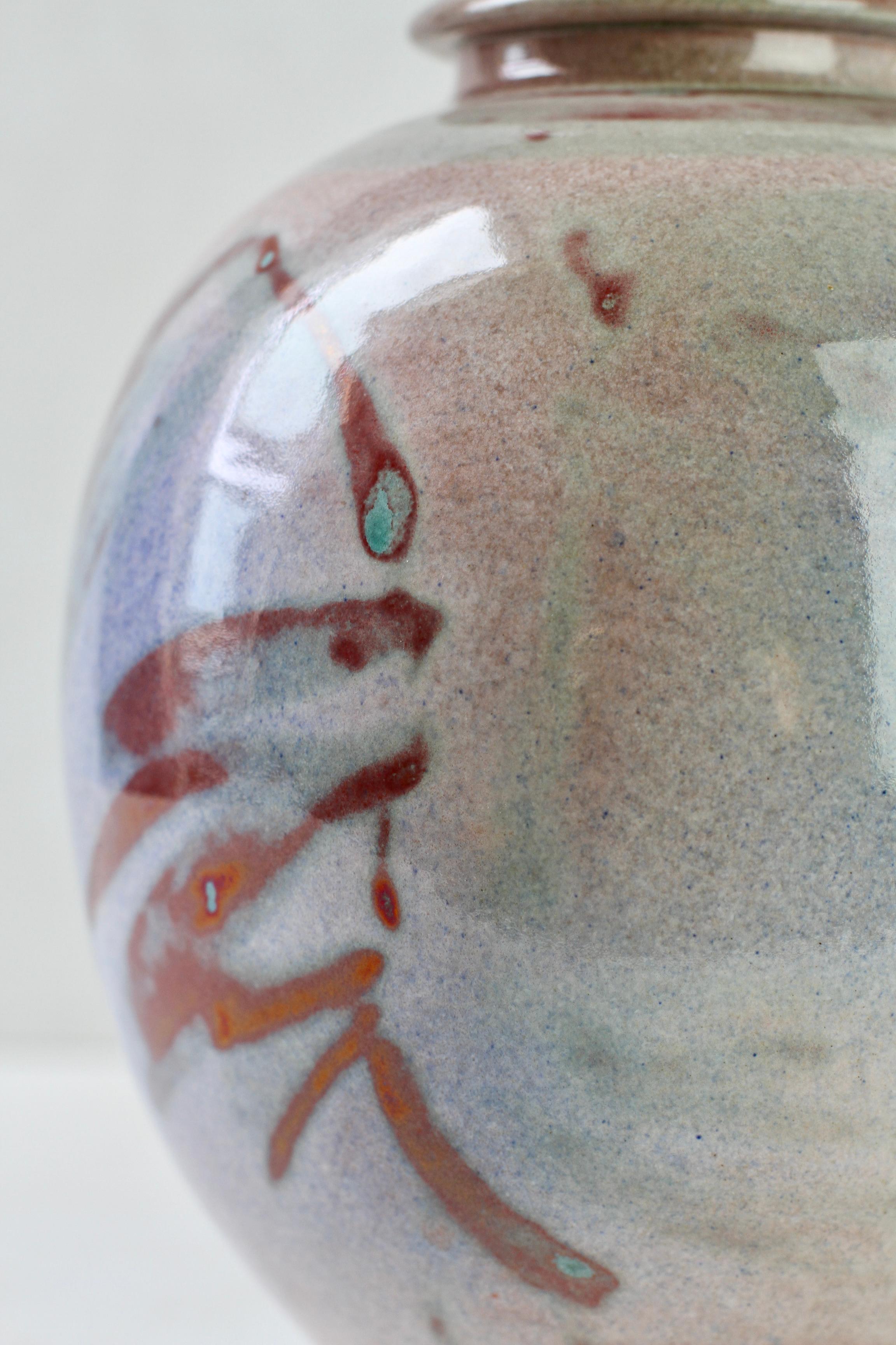 Jarrón esmaltado azul grisáceo de Studio Pottery alemán de Georg Döppmann, 1981 en venta 9