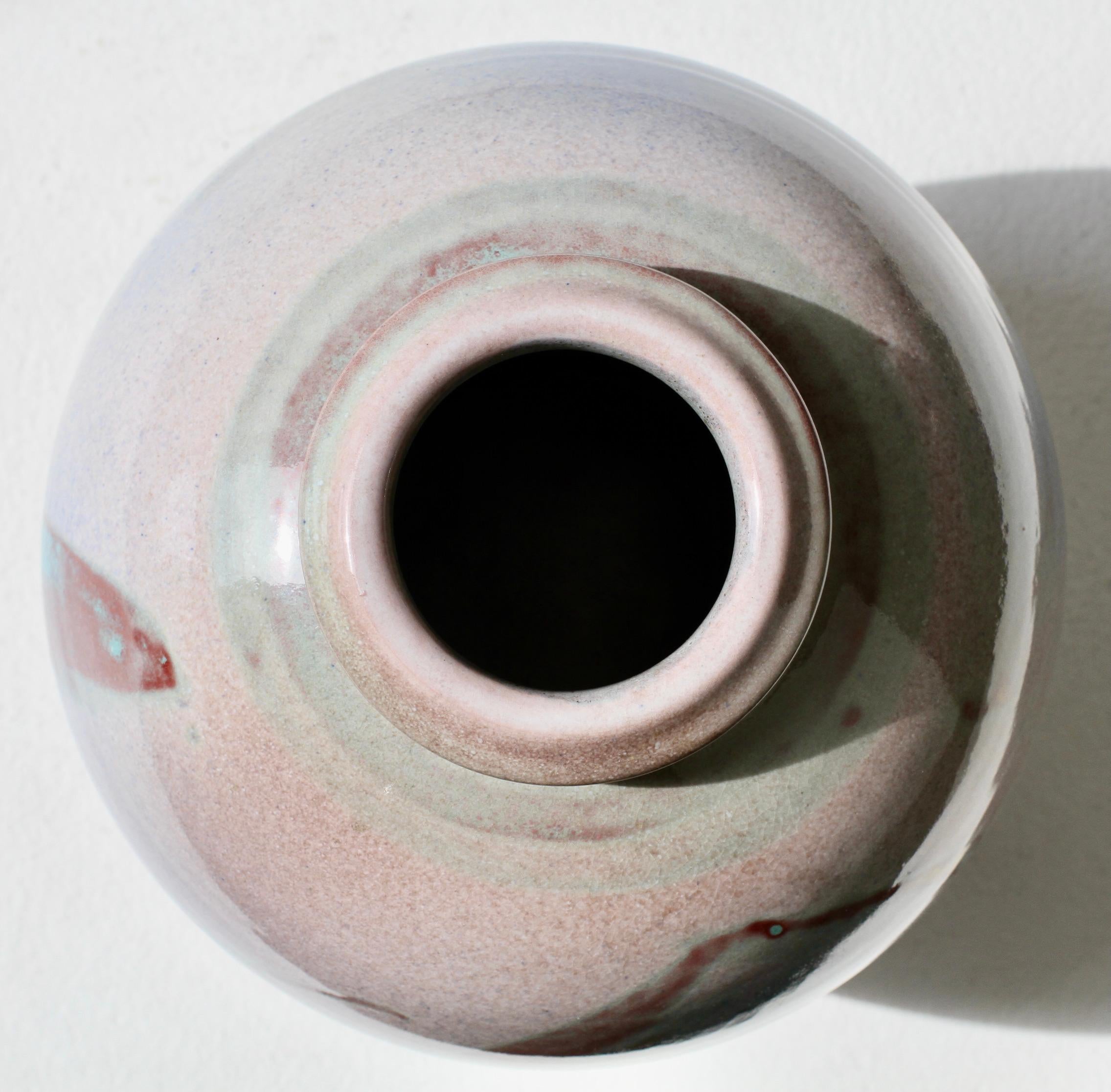 Jarrón esmaltado azul grisáceo de Studio Pottery alemán de Georg Döppmann, 1981 en venta 10