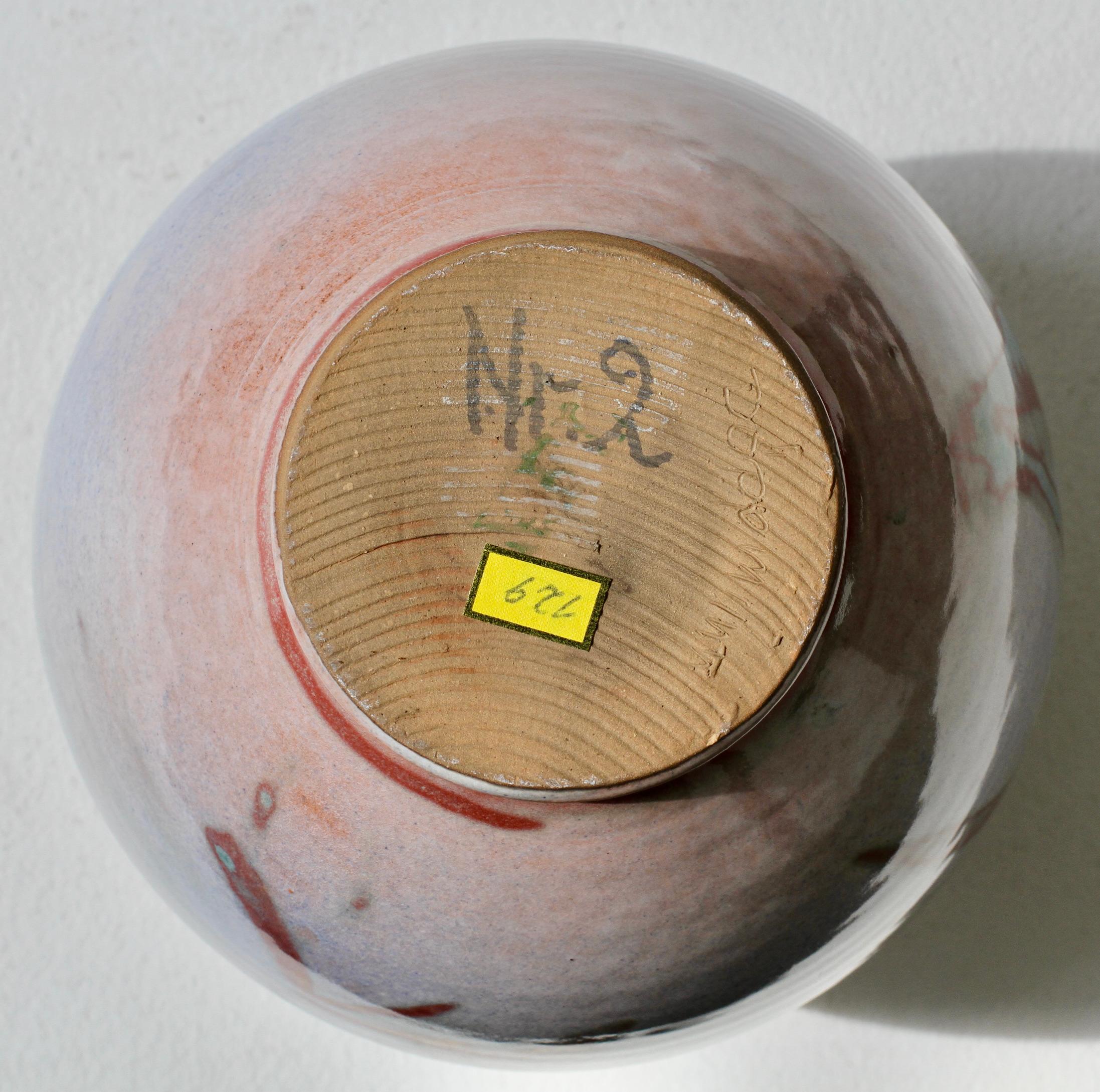 Jarrón esmaltado azul grisáceo de Studio Pottery alemán de Georg Döppmann, 1981 en venta 11