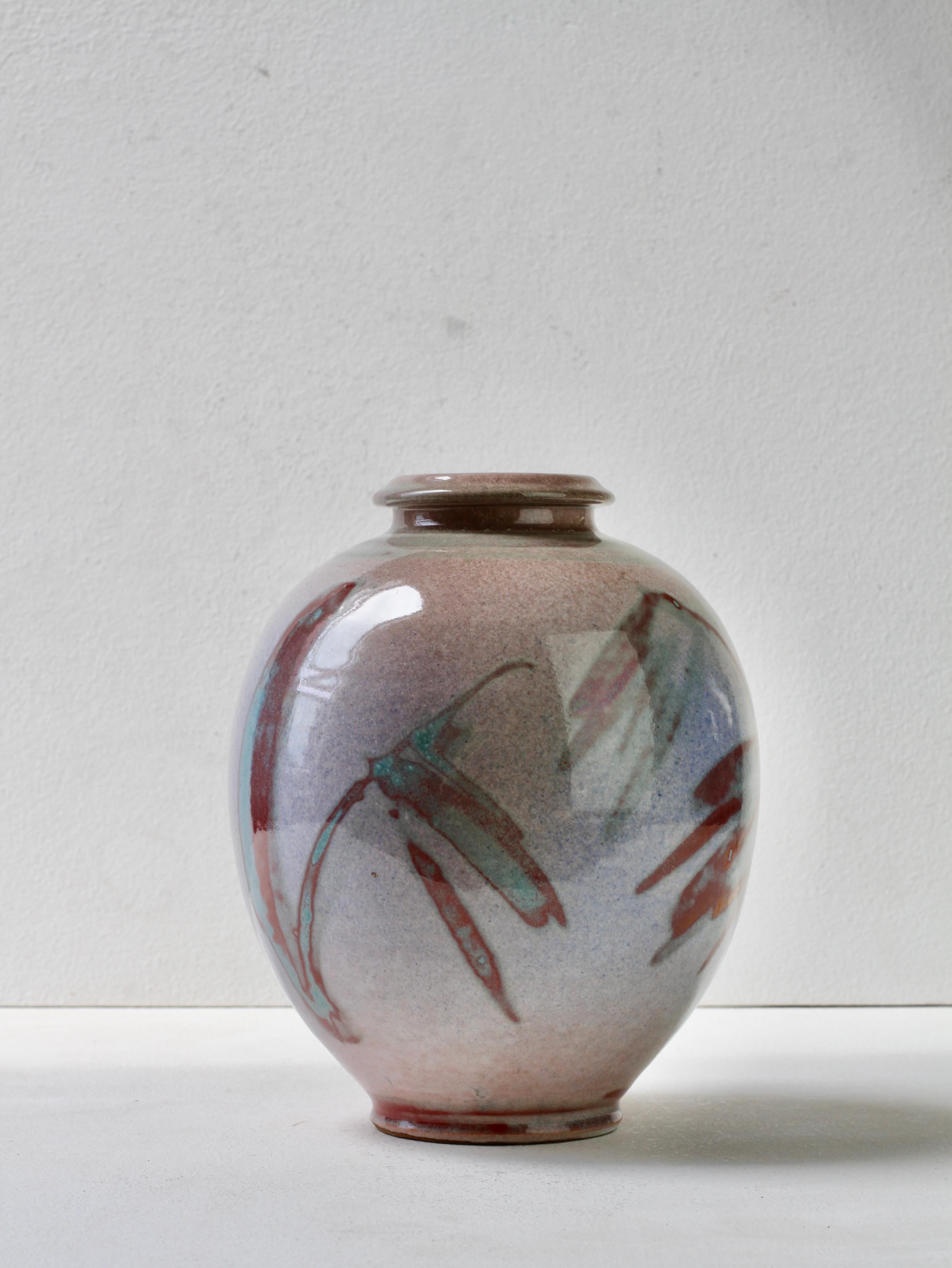 Jarrón esmaltado azul grisáceo de Studio Pottery alemán de Georg Döppmann, 1981 siglo XX en venta