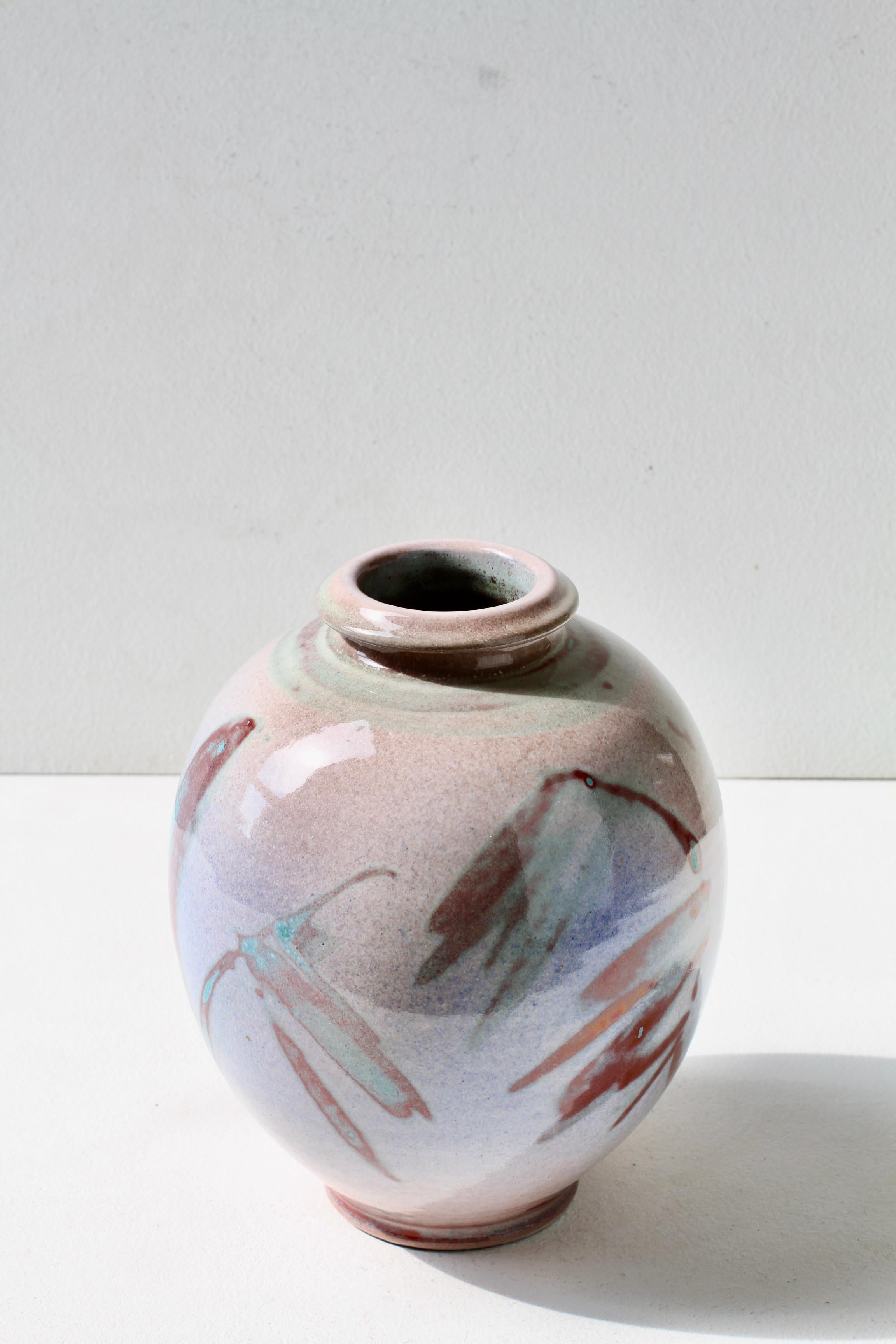 Jarrón esmaltado azul grisáceo de Studio Pottery alemán de Georg Döppmann, 1981 en venta 1