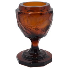 German Style Amber Cut Glass Urn German Style Amber Cut Glass Urn