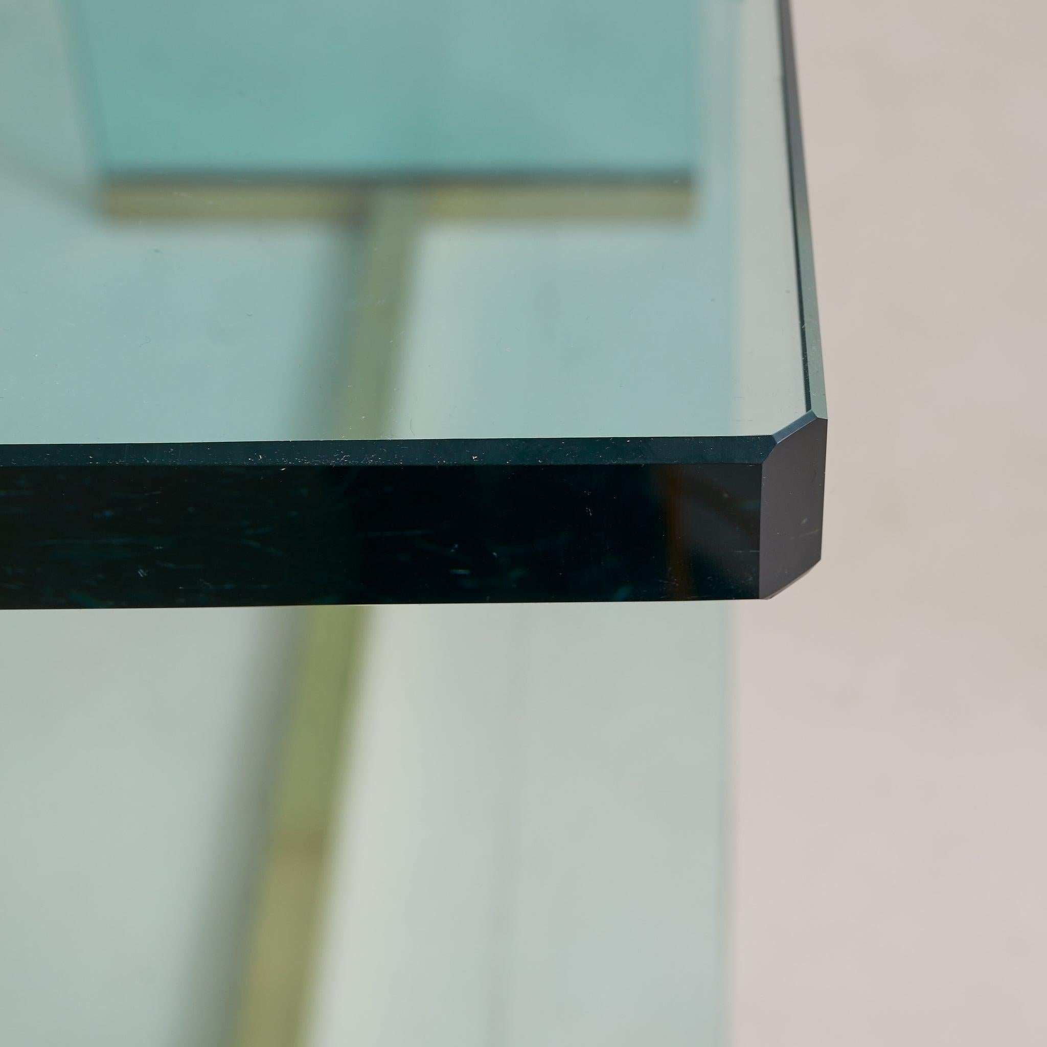 German 'T30' Glass + Gilt Brass Console Table by Peter Ghyczy, 1970s im Angebot 3