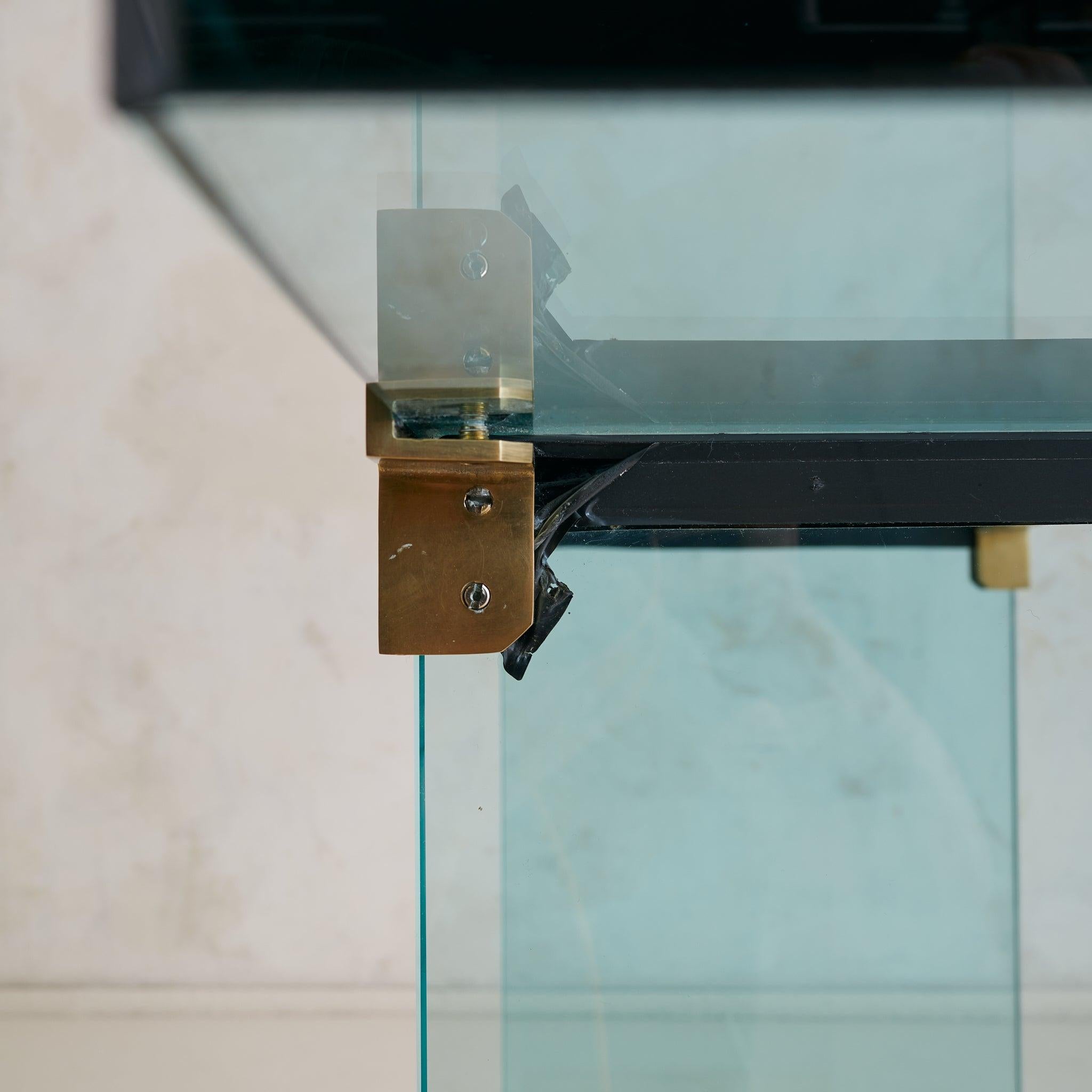 German 'T30' Glass + Gilt Brass Console Table by Peter Ghyczy, 1970s im Angebot 1