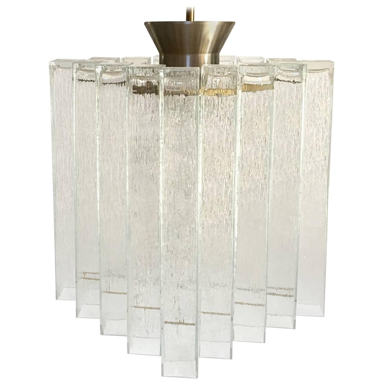 German Textural Glass Chandelier by Doria For Sale