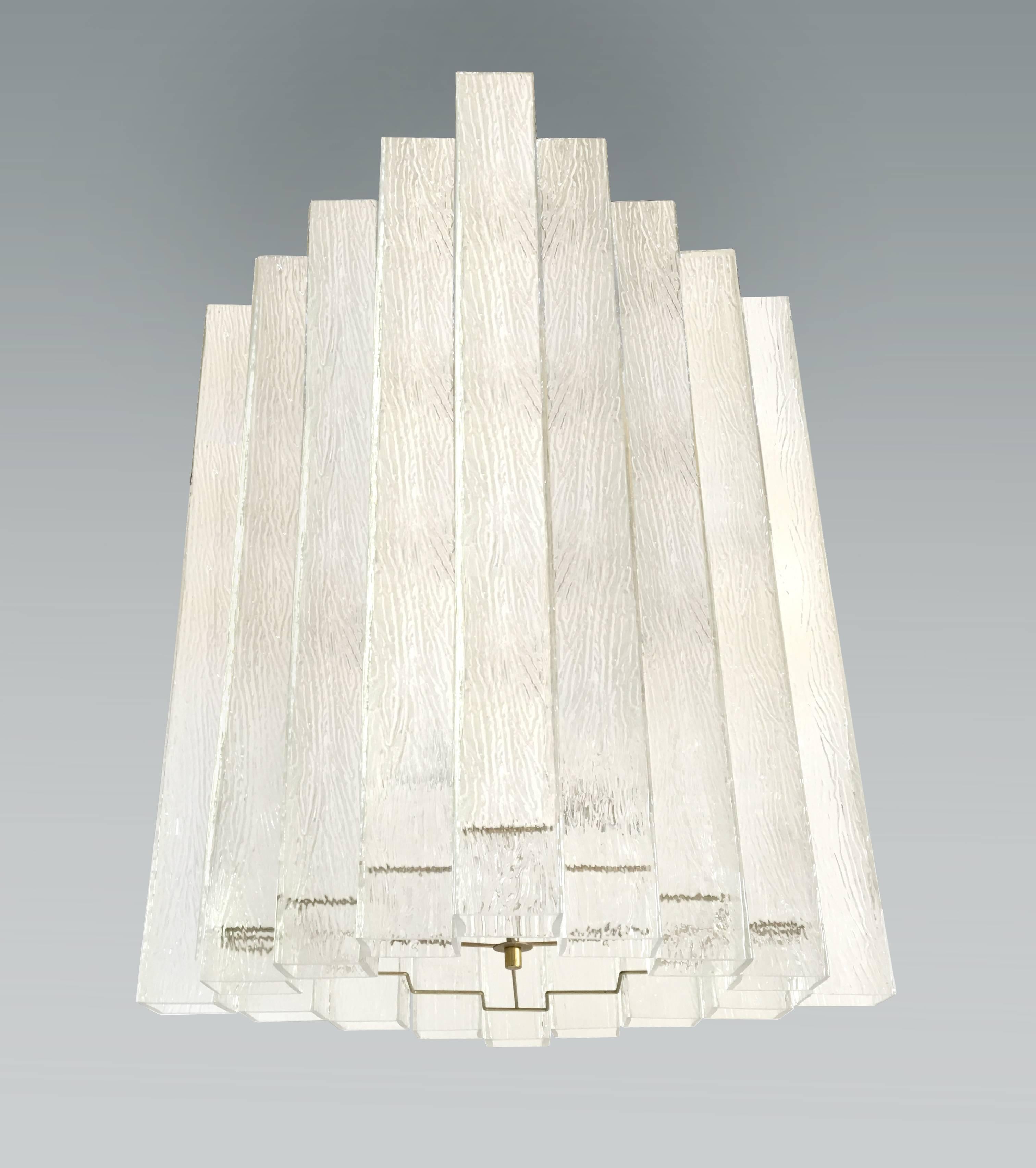 German Textural Glass Chandelier by Doria (Two Available) In Excellent Condition For Sale In New York, NY