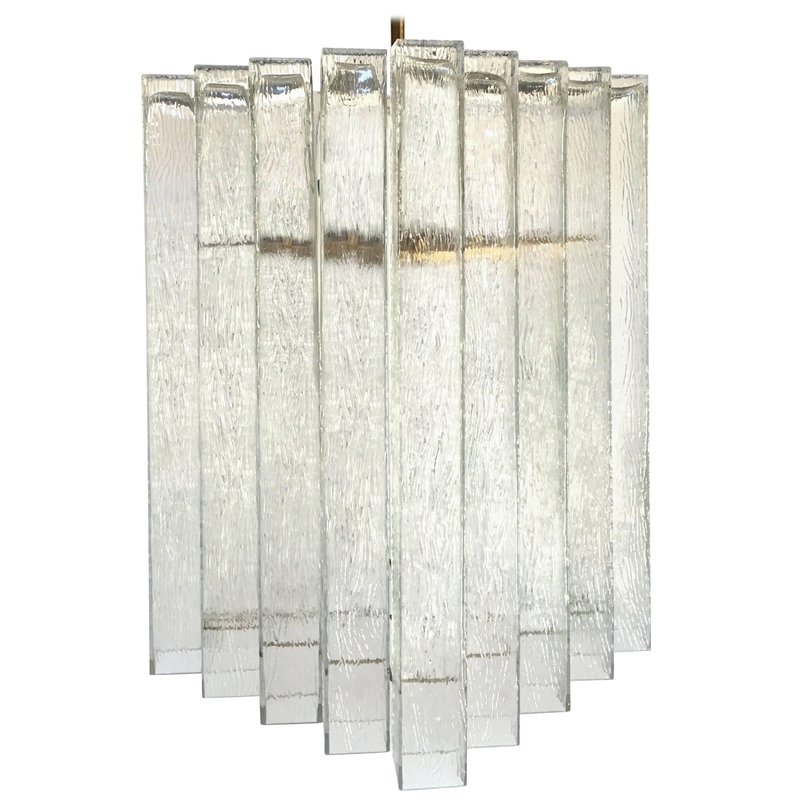 German Textural Glass Chandelier by Doria (Two Available) For Sale