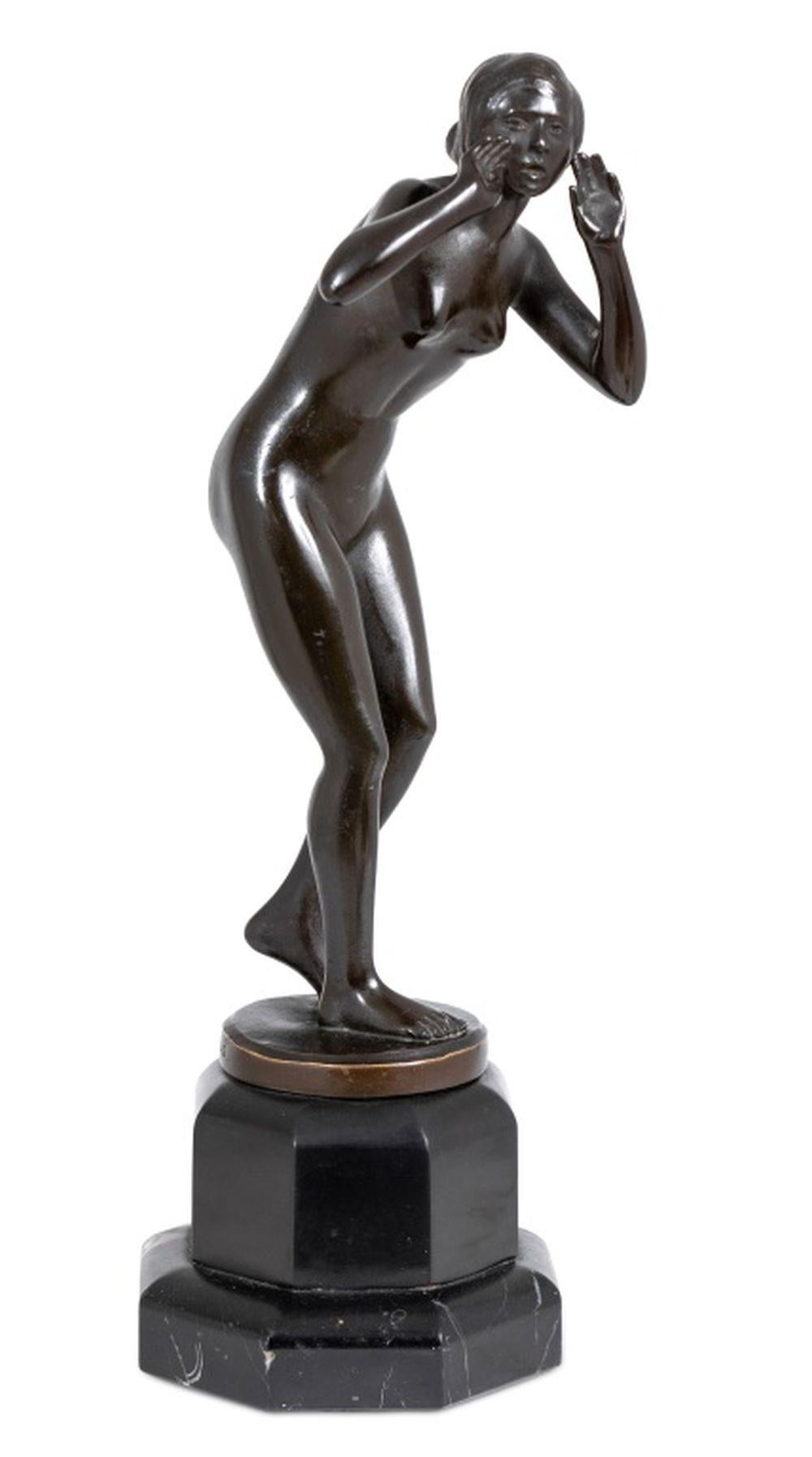 Jugendstil Scultura tedesca in bronzo patinato 