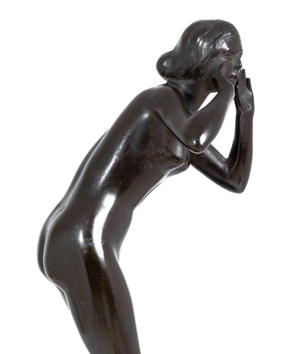 Tedesco Scultura tedesca in bronzo patinato 