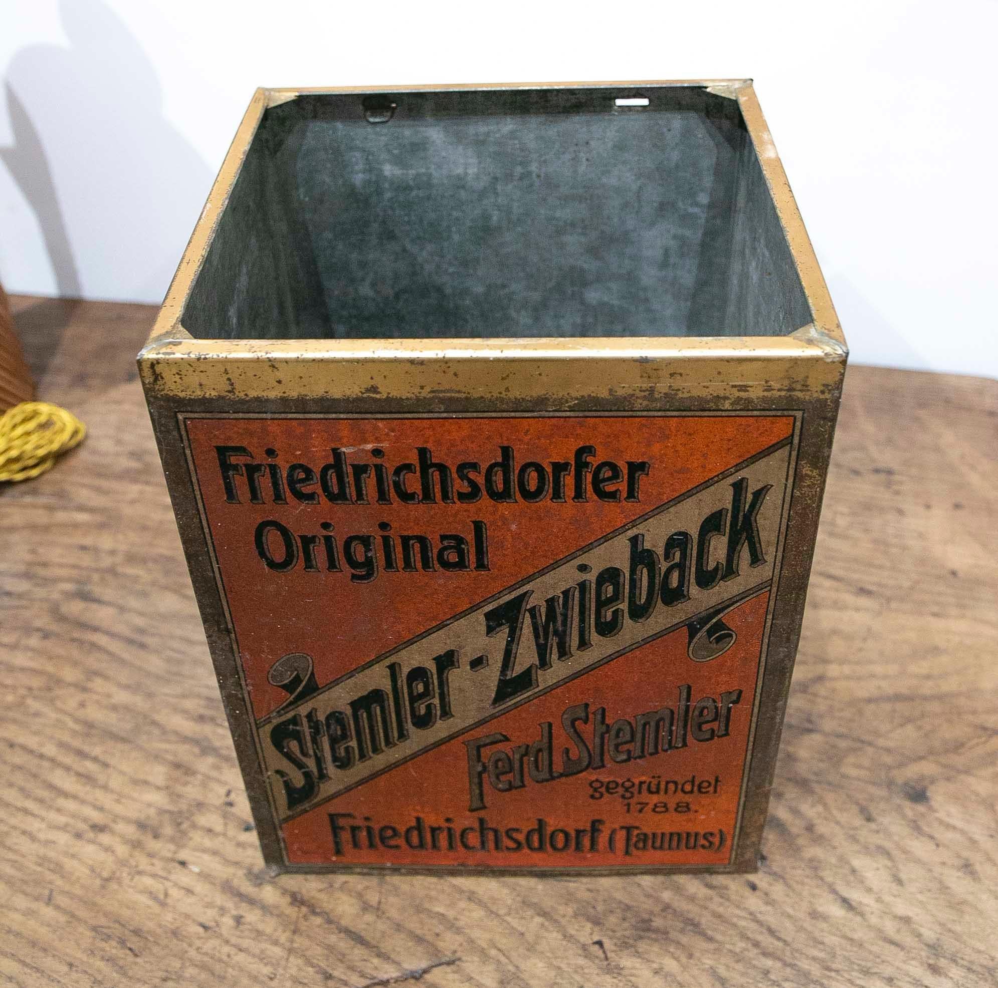 Boîte à aliments allemande en fer-blanc, 