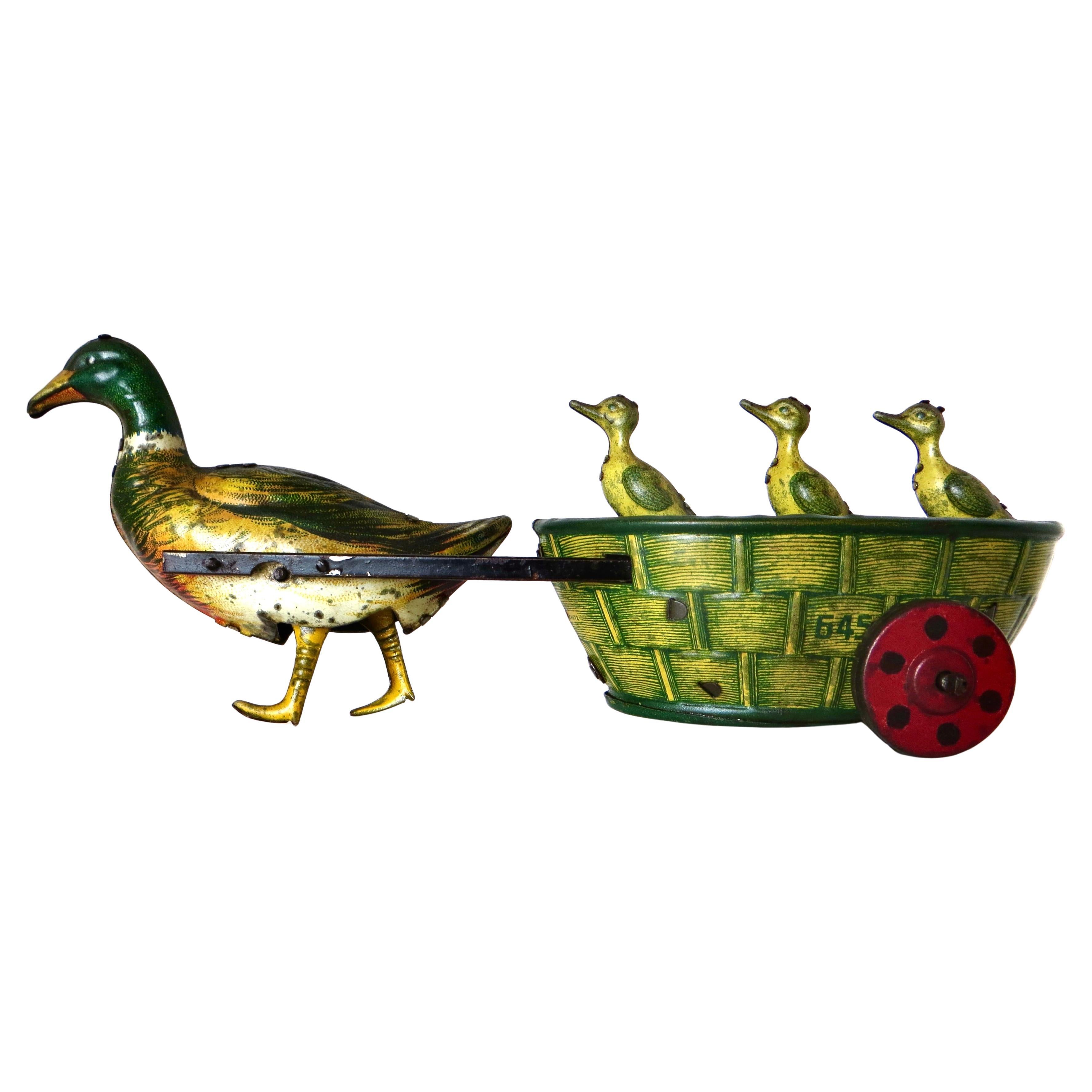Giocattolo a carica di latta tedesco di Ernest Paul Lehman "Quack Quack" C. 1903