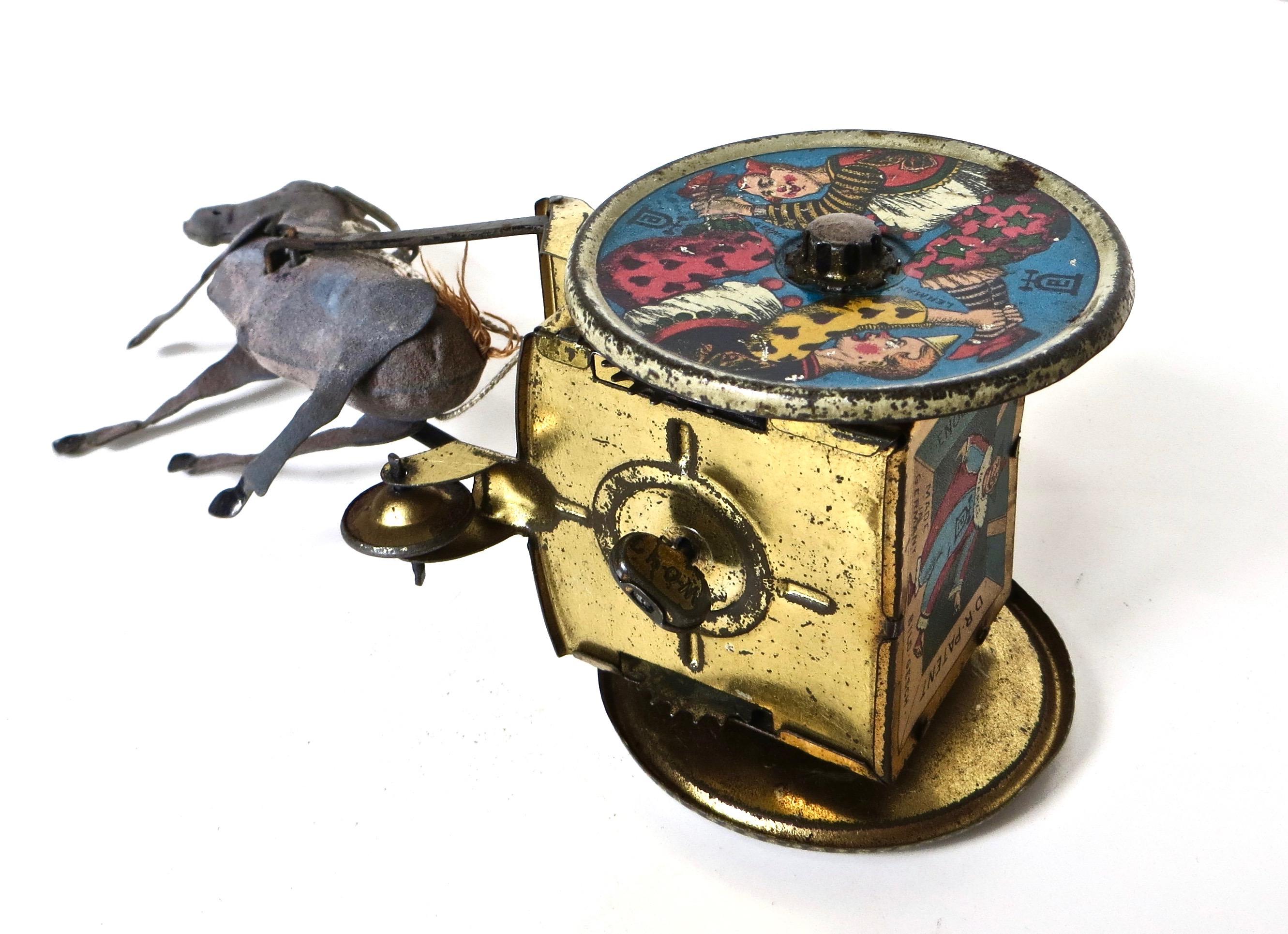 Deutsches Wind-Uhrwerk-Spielzeug aus Zinn von Lehman Co. „Balky Mule“ Circa 1909 (Handgefertigt) im Angebot