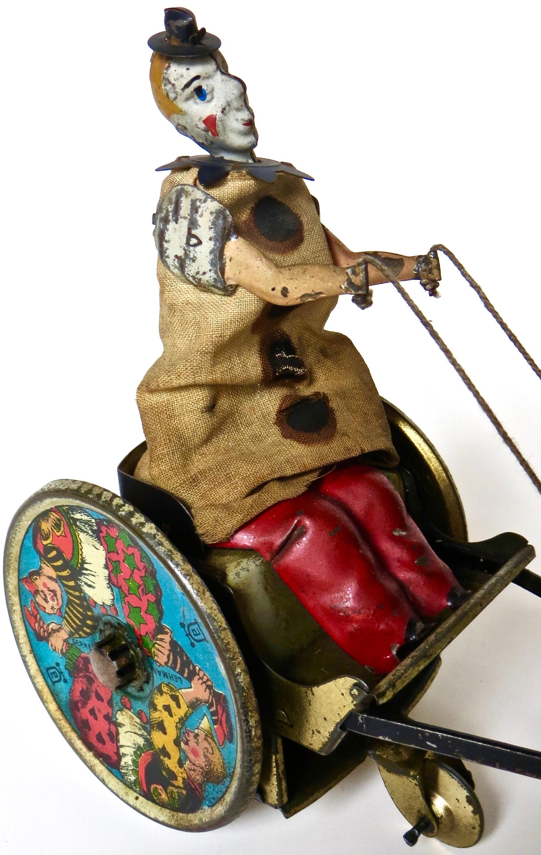 Deutsches Wind-Uhrwerk-Spielzeug aus Zinn von Lehman Co. „Balky Mule“ Circa 1909 im Zustand „Gut“ im Angebot in Incline Village, NV