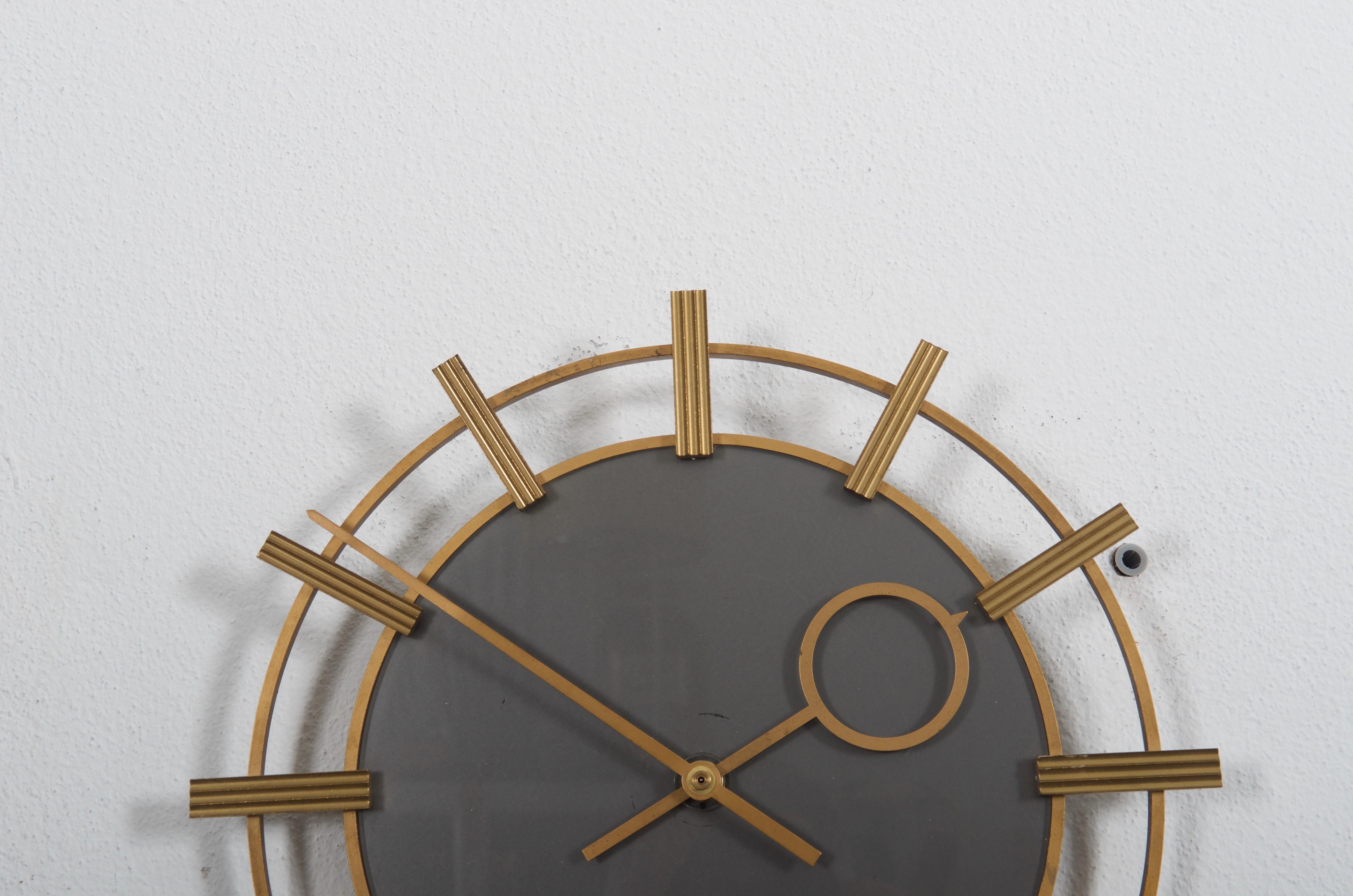 Industrial German TN Telenorma Brass Wall Clock