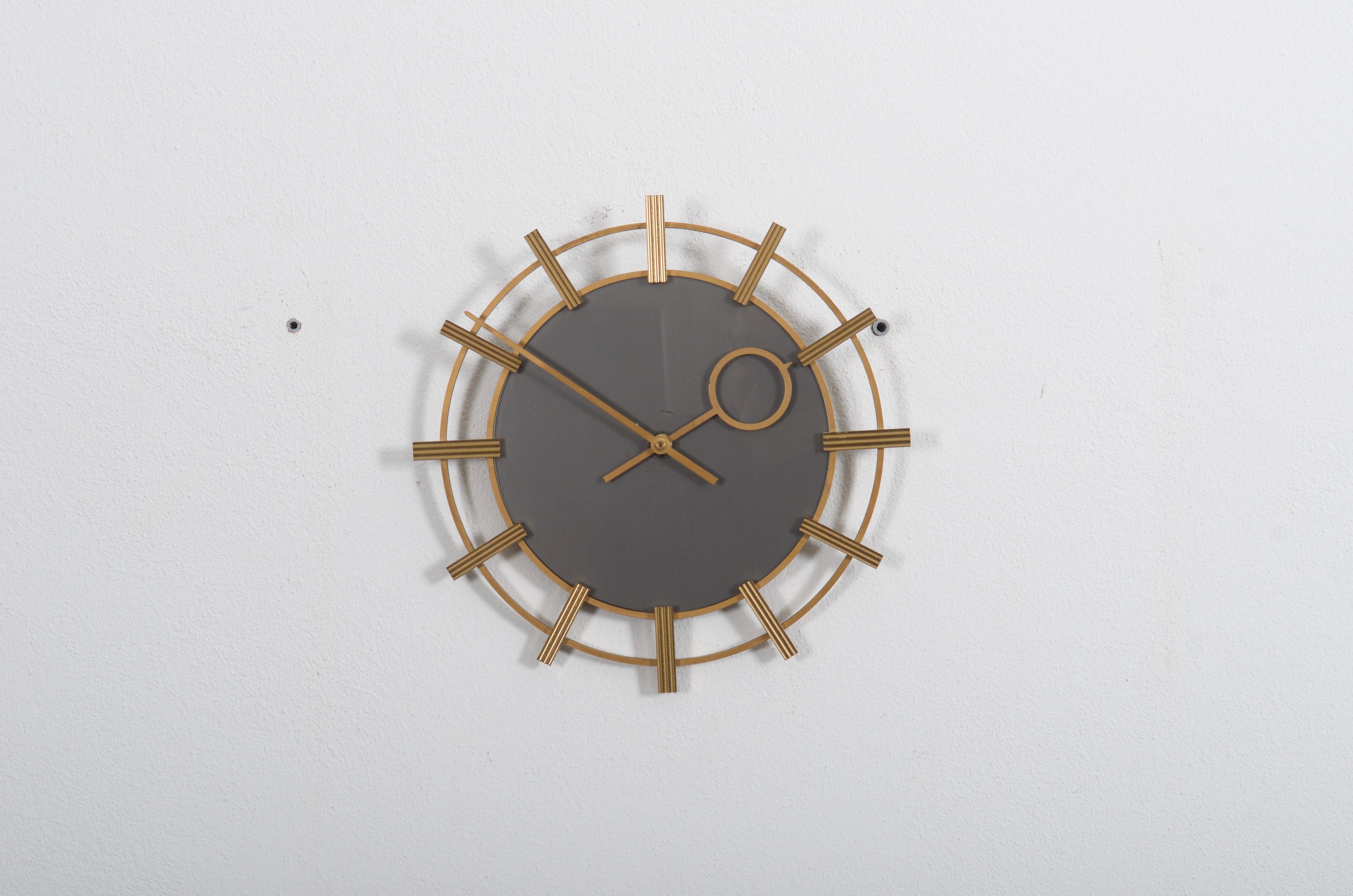 Mid-20th Century German TN Telenorma Brass Wall Clock