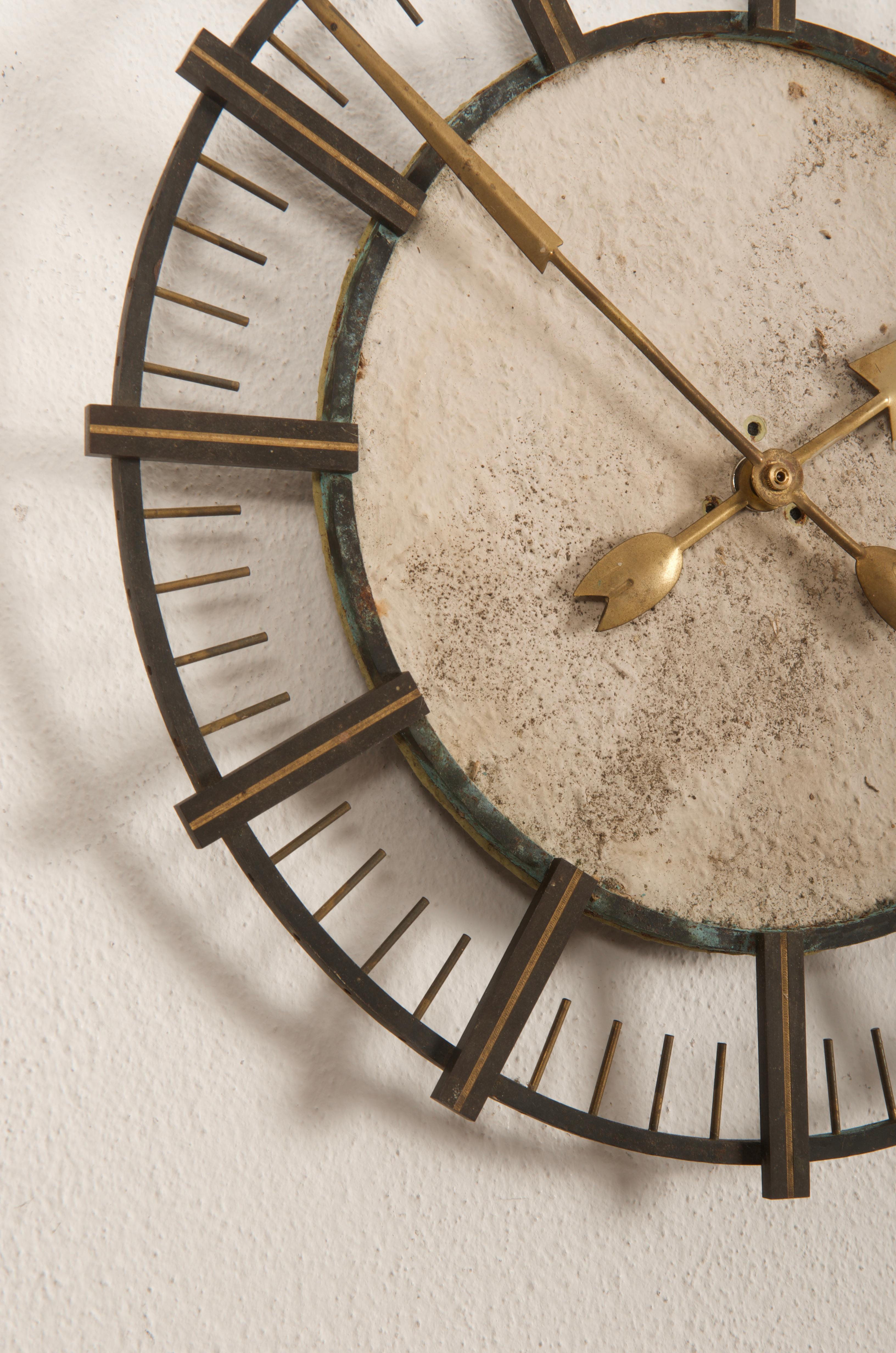 Mid-20th Century German TN Telenorma Brass Wall Clock