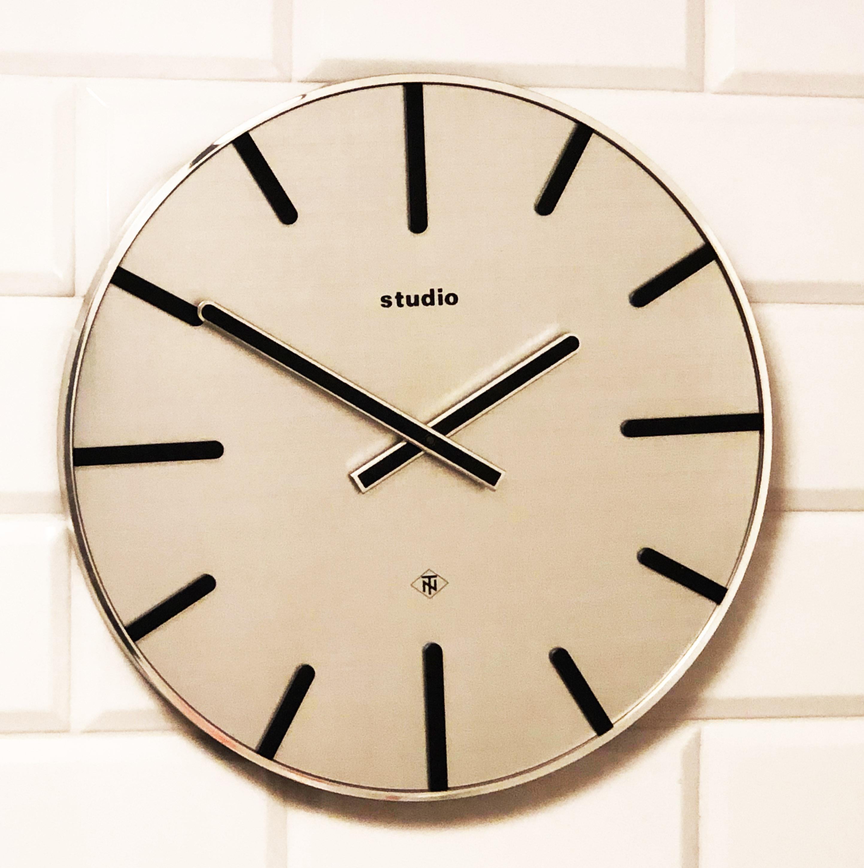 Industrial German TN Telenorma Studio Electric Wall Clock For Sale