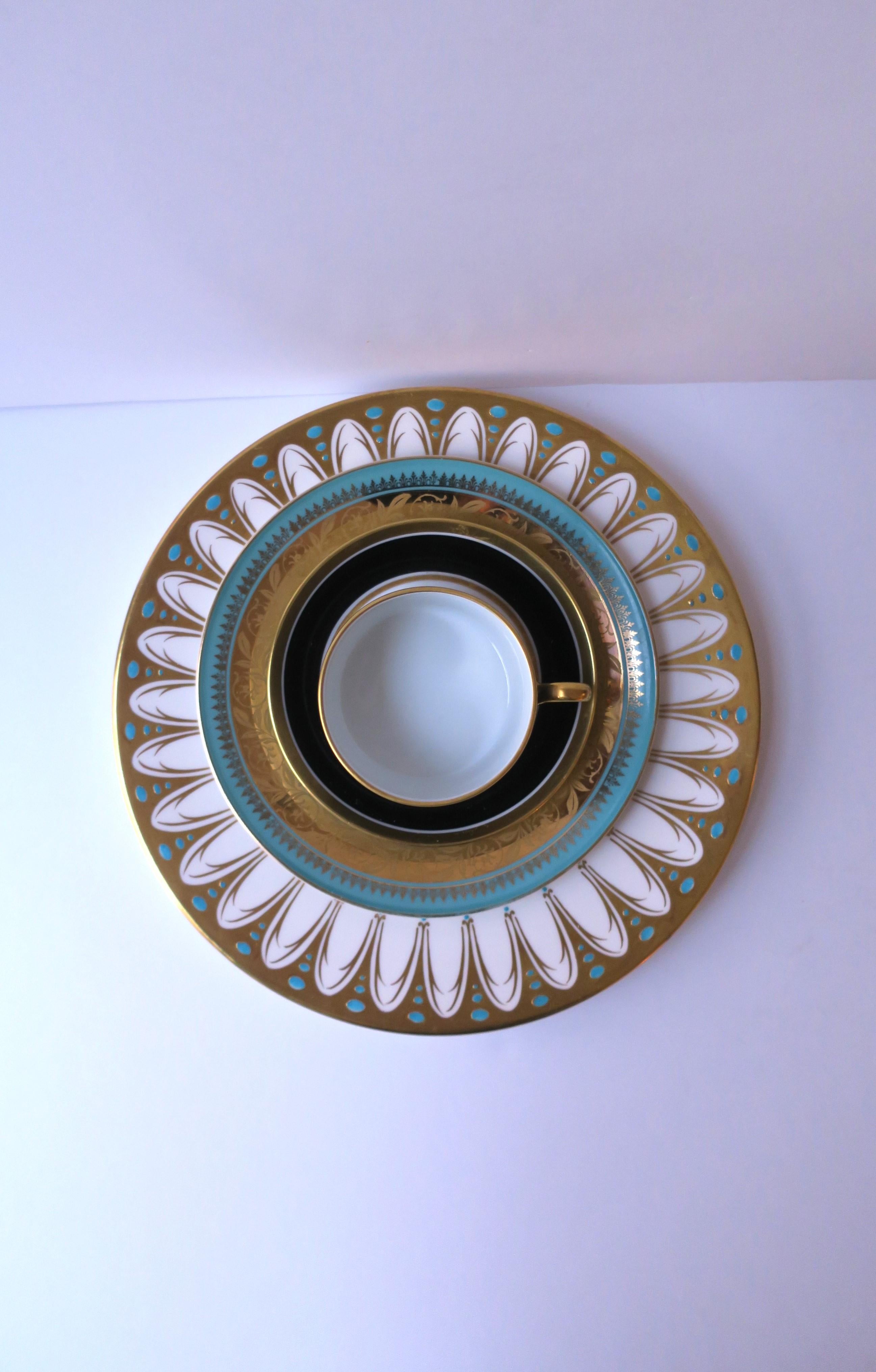 German Turquoise Blue and Gold Porcelain Plate 2