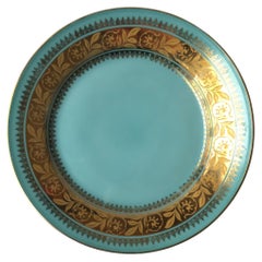 German Turquoise Blue and Gold Porcelain Plate