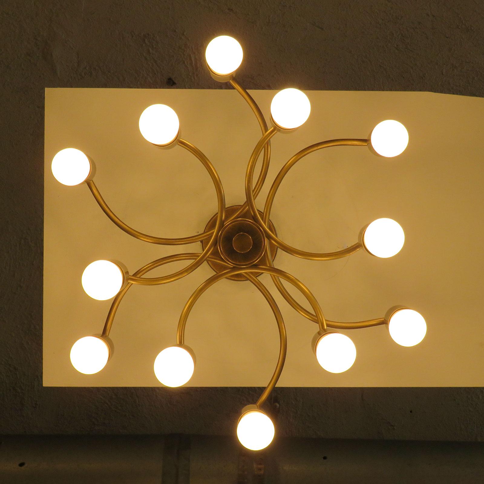 German Twelve-Arm Flush Mount Chandelier by Honsel, 1960 3