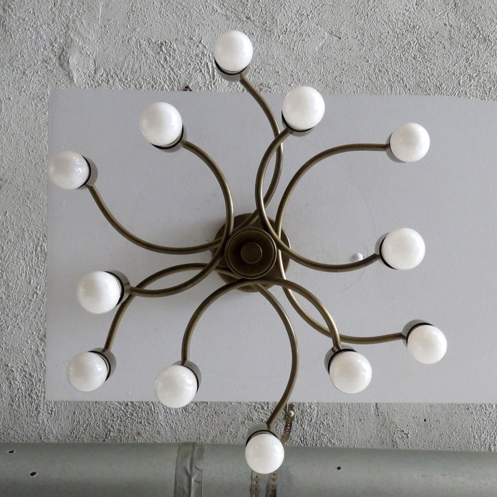 Mid-20th Century German Twelve-Arm Flush Mount Chandelier by Honsel, 1960