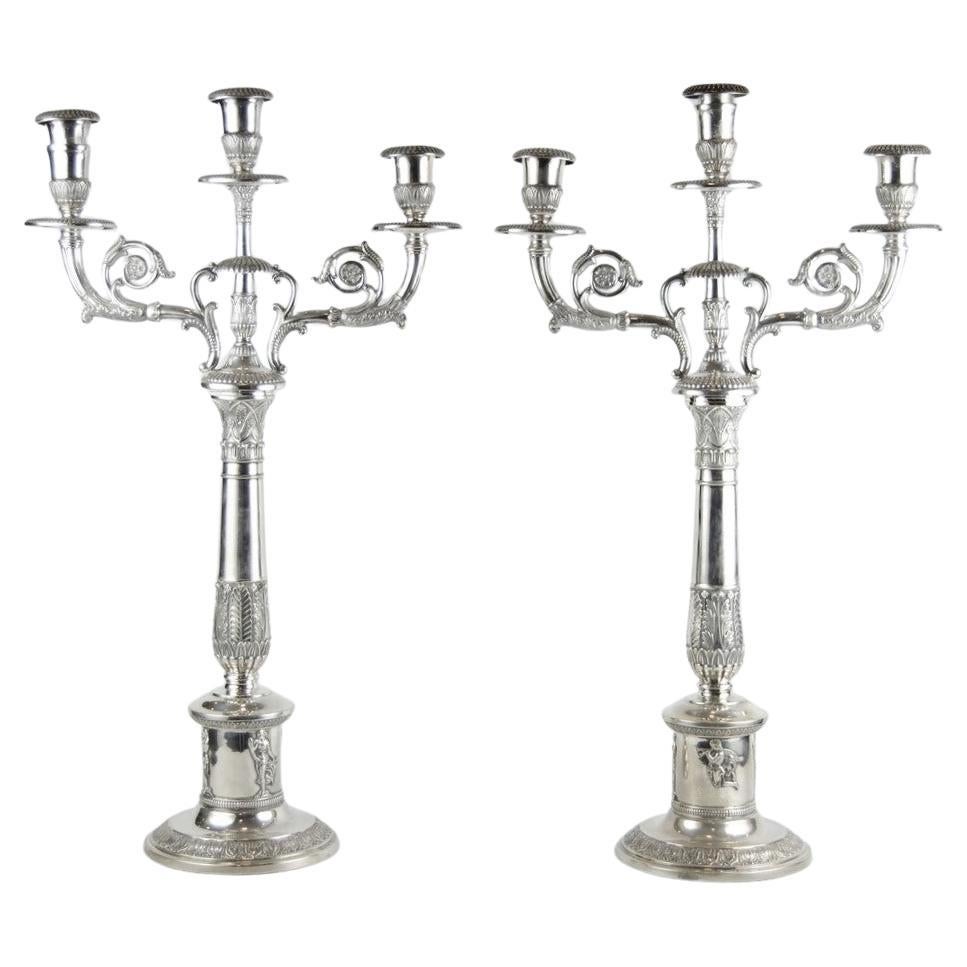 German Two Chandeliers Silver, Friedlander Brothers, Germany, circa 1890 For Sale