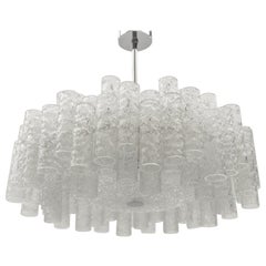 Lampadario tedesco a due piani in vetro di ghiaccio di Doria Leuchten, anni '60