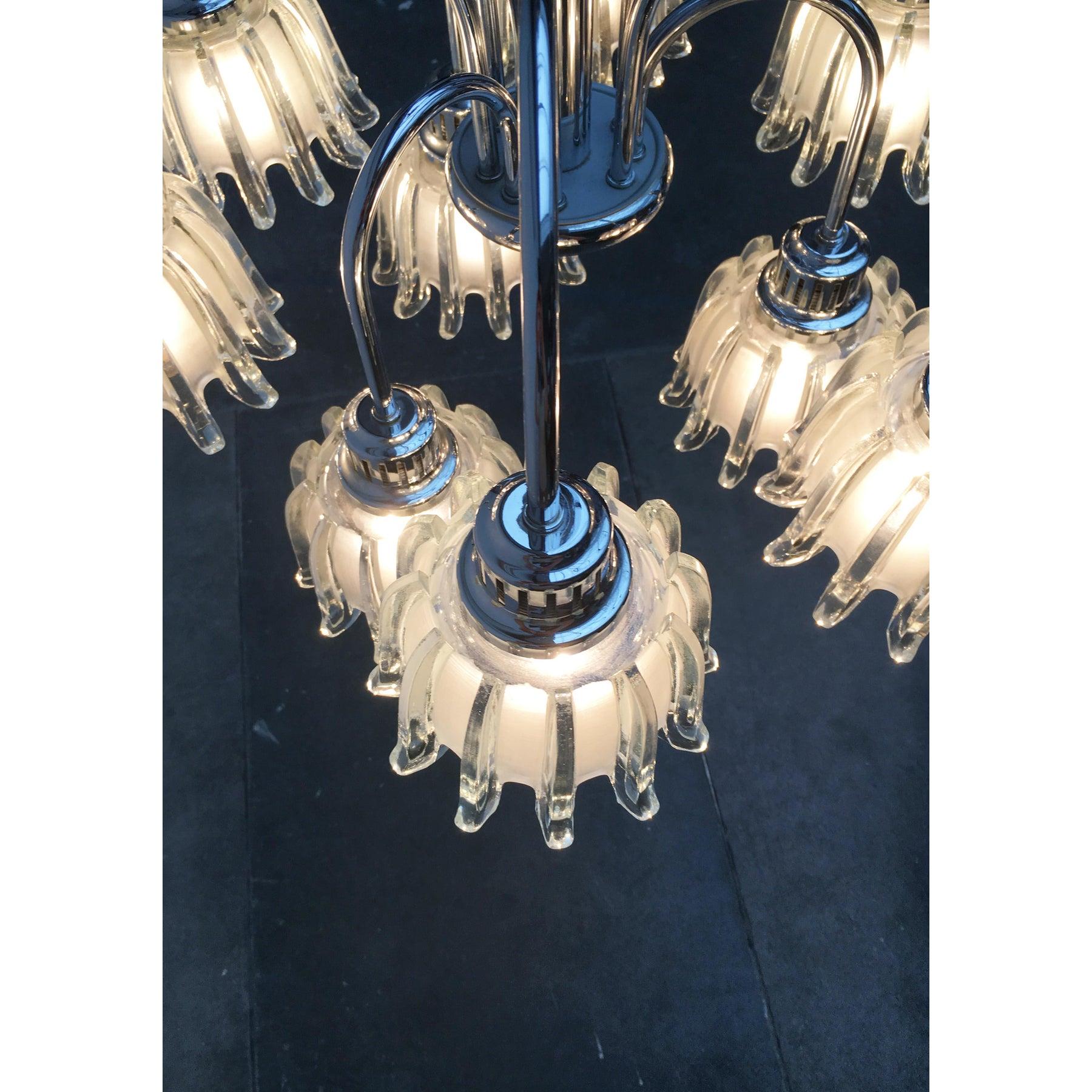 Deutscher Kronleuchter aus Glas und Metall im deutschen Typ 9471 von Richard Essig, 1970er Jahre im Angebot 5