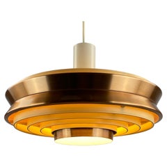 Vintage German UFO pendant light made by VEB Metalldrücker Halle from DDR 1970