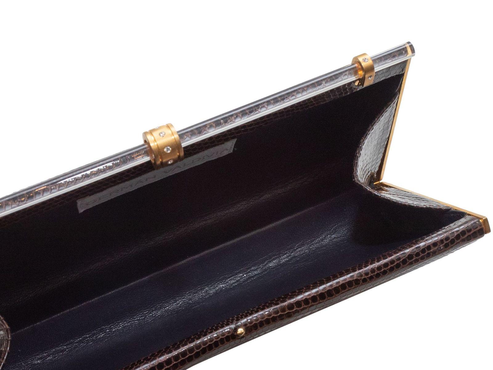 Black German Valdivia Chocolate Brown Lizard Sophia Clutch