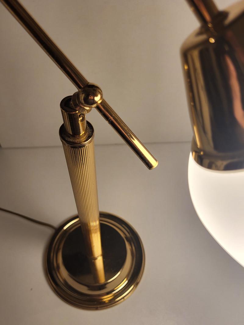 German Vintage Adjustable Brass and Glass Table Desk Lamp 1970s For Sale 1