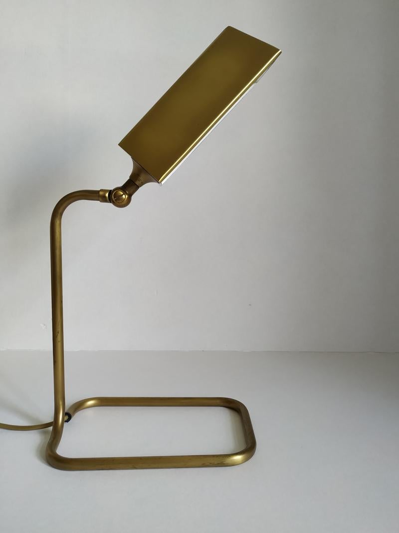 Mid-Century Modern One of 2 German Vintage Adjustable Solid Brass Desk Lamp by Florian Schulz 1960s