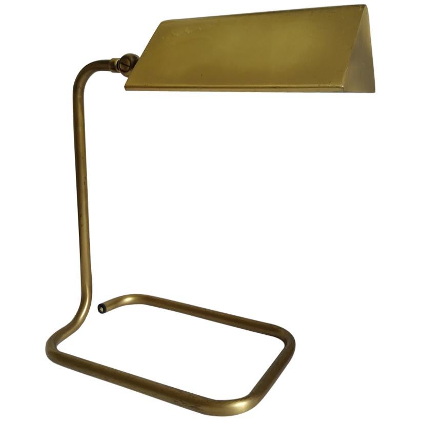 One of 2 German Vintage Adjustable Solid Brass Desk Lamp by Florian Schulz 1960s