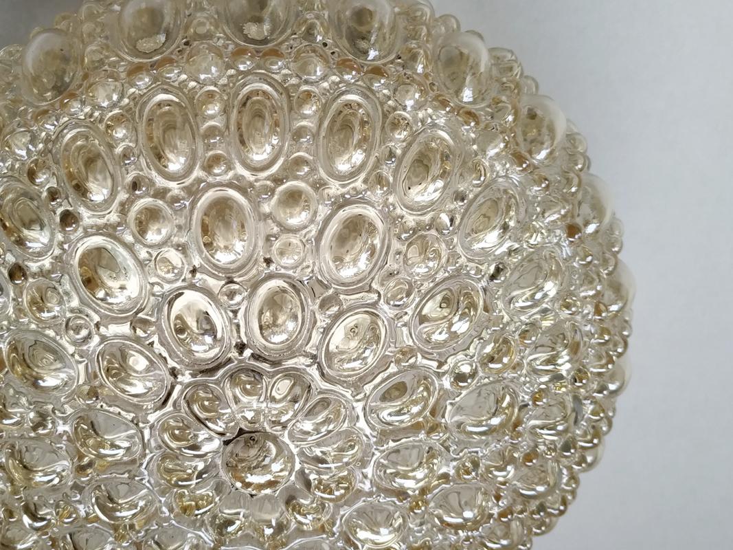 ONE of... German Vintage Amber Bubble Glass Ceiling or Wall Flush Mount, 1960s In Good Condition For Sale In Berlin, DE