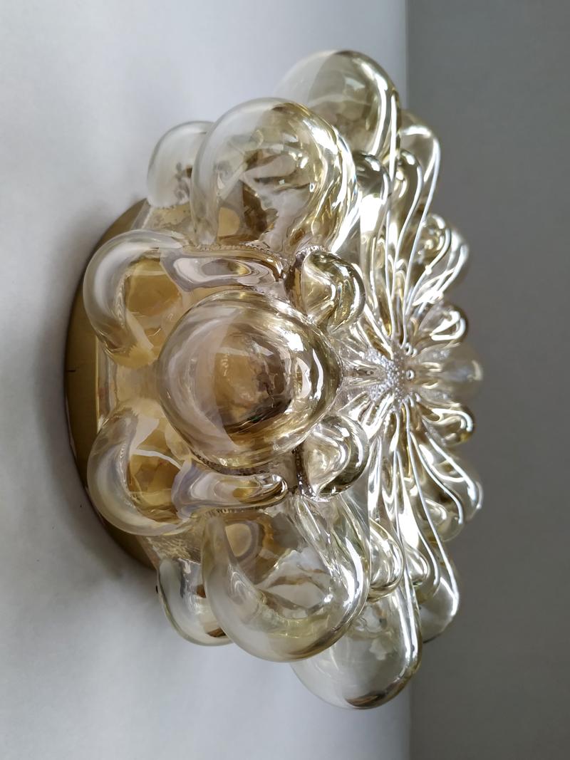 German Vintage Amber Glass Ceiling or Wall Light Flushmount, 1960s In Good Condition In Berlin, DE