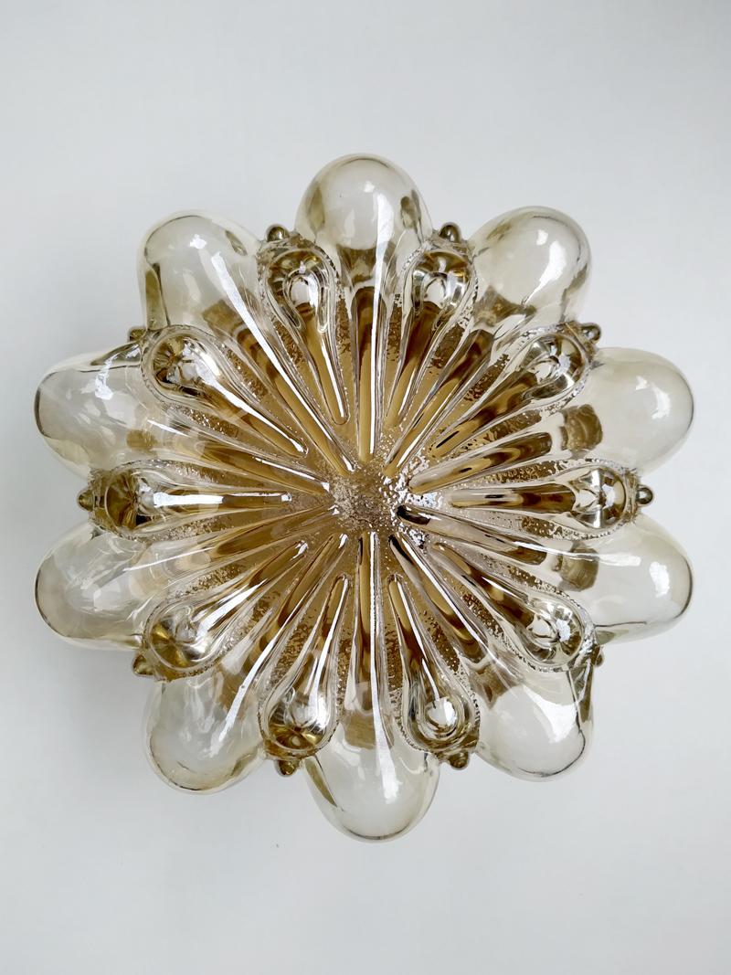 Mid-20th Century German Vintage Amber Glass Ceiling or Wall Light Flushmount, 1960s
