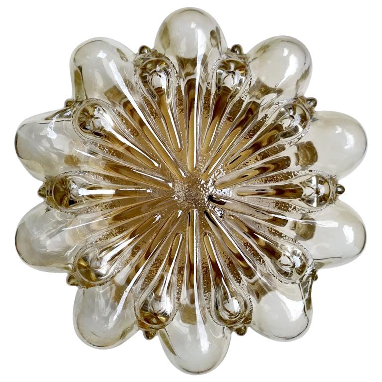 German Vintage Amber Glass Ceiling or Wall Light Flushmount, 1960s