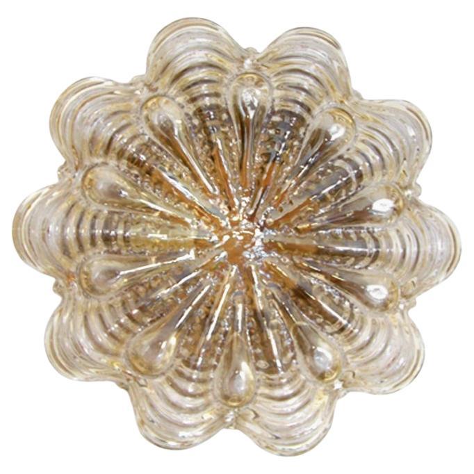 German Vintage Amber Glass Ceiling or Wall Light Flushmount, 1960s