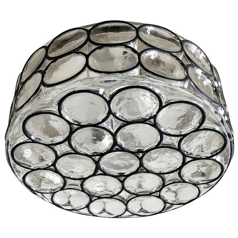 German Vintage Blown Glass Ceiling or Wall Light Flushmount, 1960s For Sale