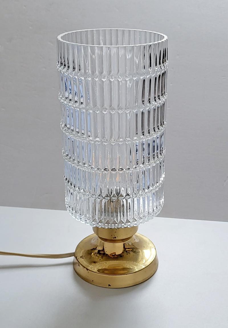 Hollywood Regency German Vintage Brass and Glass Table Desk Lamp 1960s For Sale