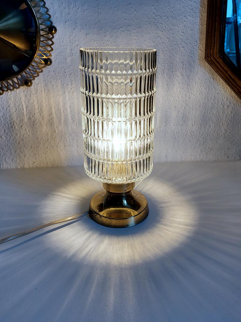 German Vintage Brass and Glass Table Desk Lamp 1960s In Good Condition For Sale In Berlin, DE