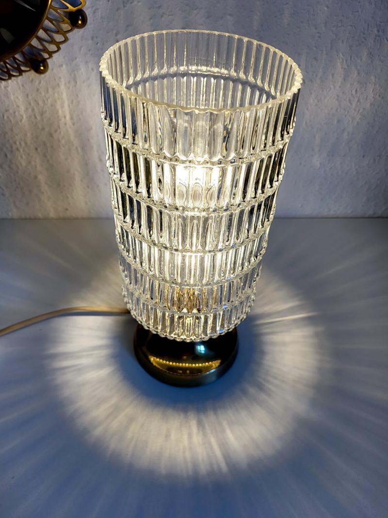 20th Century German Vintage Brass and Glass Table Desk Lamp 1960s For Sale