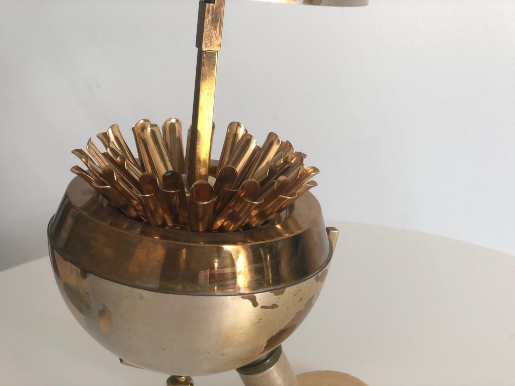 Hollywood Regency German Vintage Brass Globe Cigarette Dispenser, 1950s