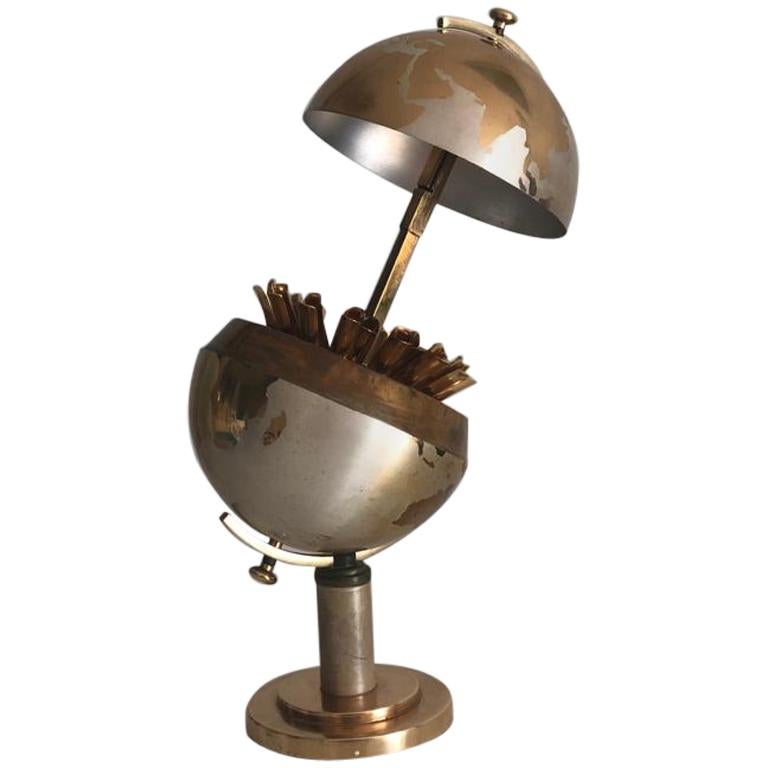 German Vintage Brass Globe Cigarette Dispenser, 1950s