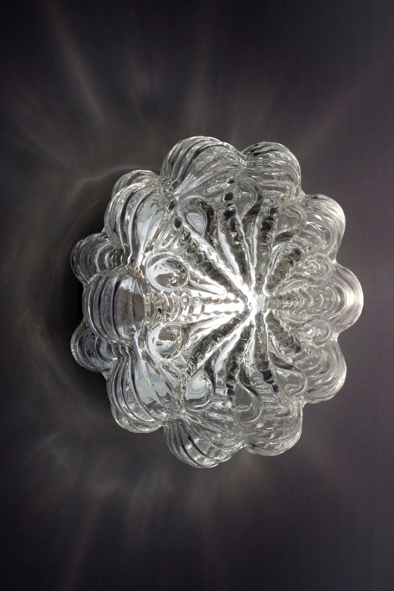 Rare and beautiful glass ceiling or wall flush mount.
Germany, 1960s.
Lamp sockets: 1.