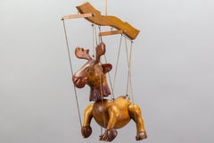 German Vintage Carved Wooden Moose Marionette Puppet