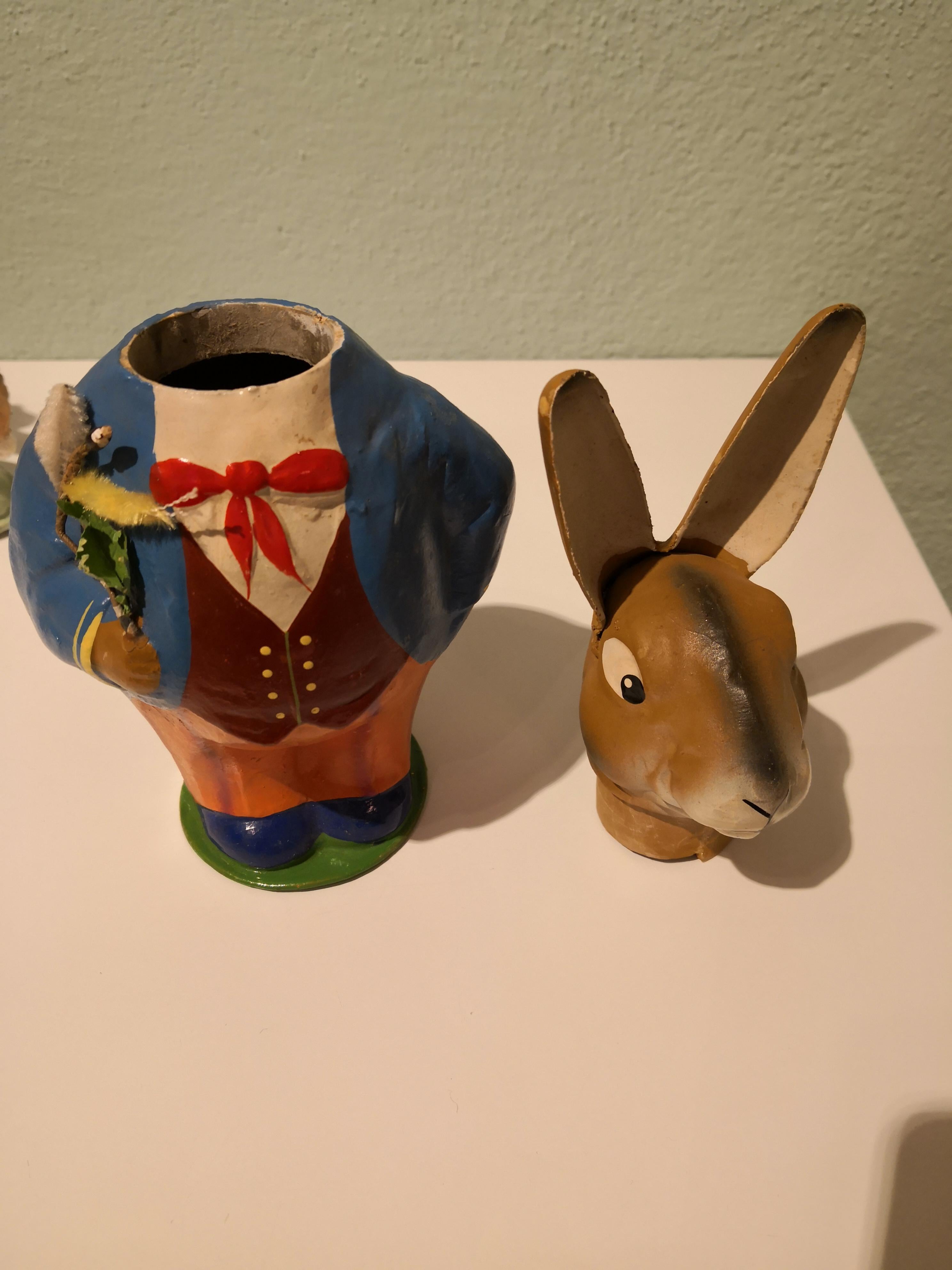 paper mache rabbits vintage