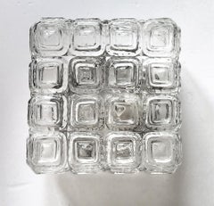 German Vintage Geometric Glass Ceiling or Wall Light Flush Mount, 1960s